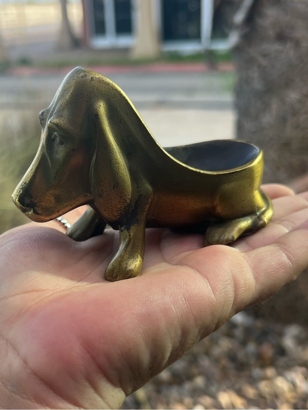 vintage brass Basset Hound P i p e holder Ronson 1930s 1940s.